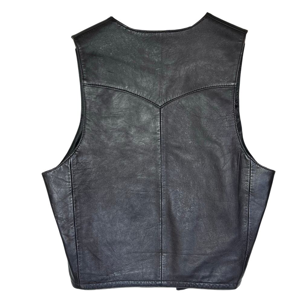 SCULLY Vintage Men’s Black Leather Button front Western Style Vest 44 - Picture 5 of 5